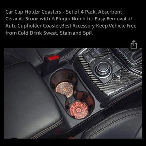 NWOT 4Pk Ceramic Water Absorbent car holders with finger notch for easy removal